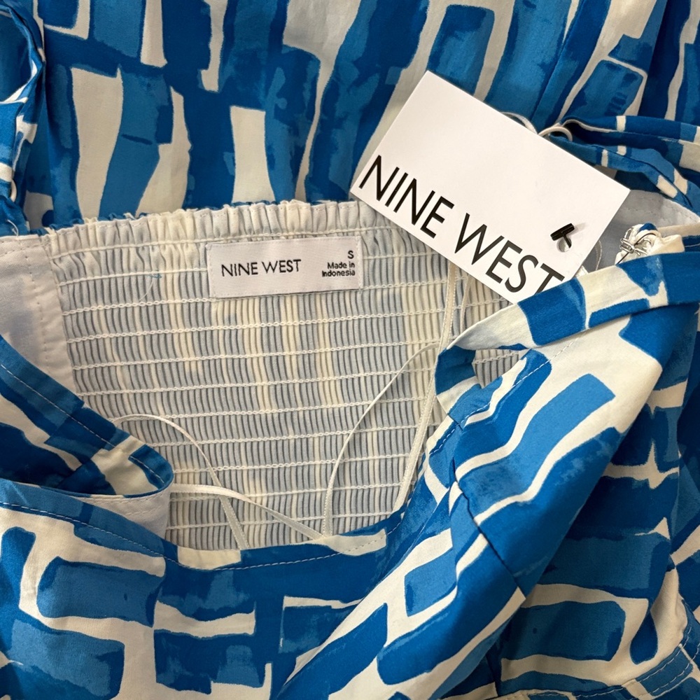 Nine West Blue and White Watercolor Pattern Midi Dress - NWT, sz Small - Picture 5 of 7